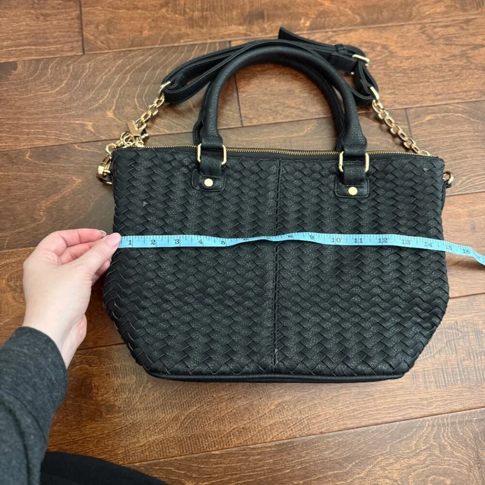 Deux Lux Varick Satchel Black Faux Leather Handbag